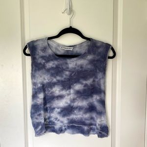 KITTENISH Blue Tie Dye Women’s Cropped Muscle // Workout Tee Large, EUC
